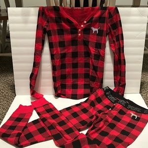 PINK VS Holiday Flannel PJ Set